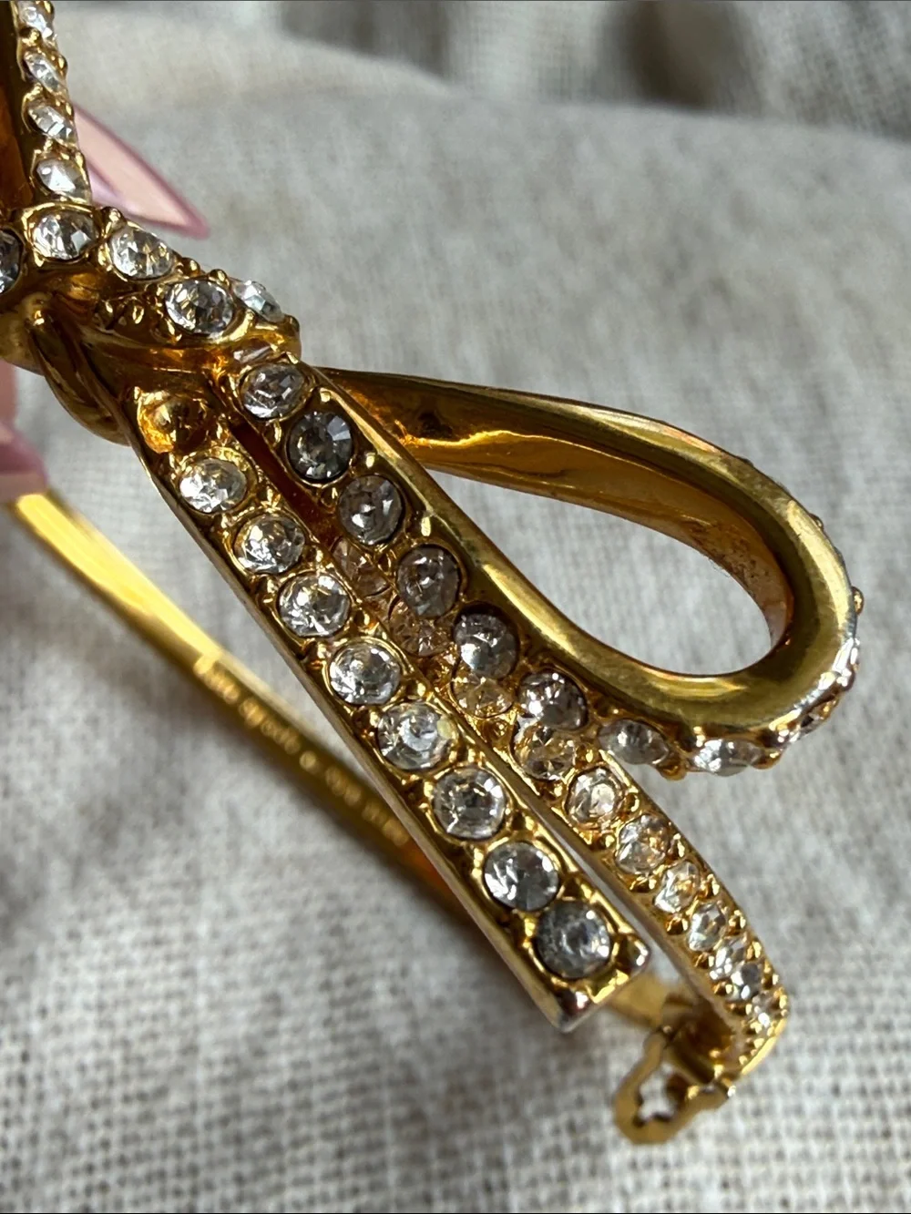 Kate Spade Gold Bow Crystal Hinged Bangle Bracelet